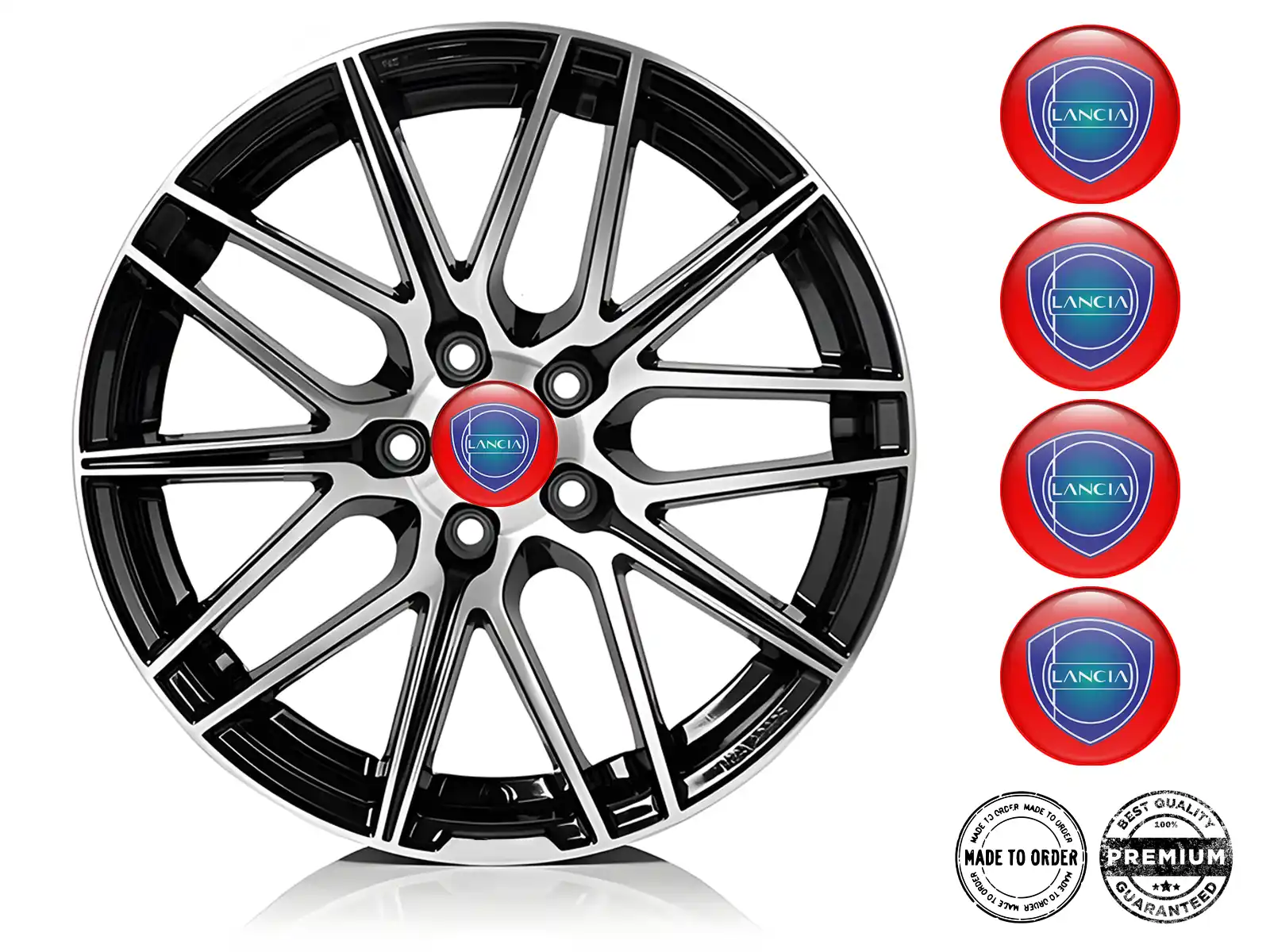 Lancia Pegatinas de Rueda Versión Etiquetas Bombadas de Resina